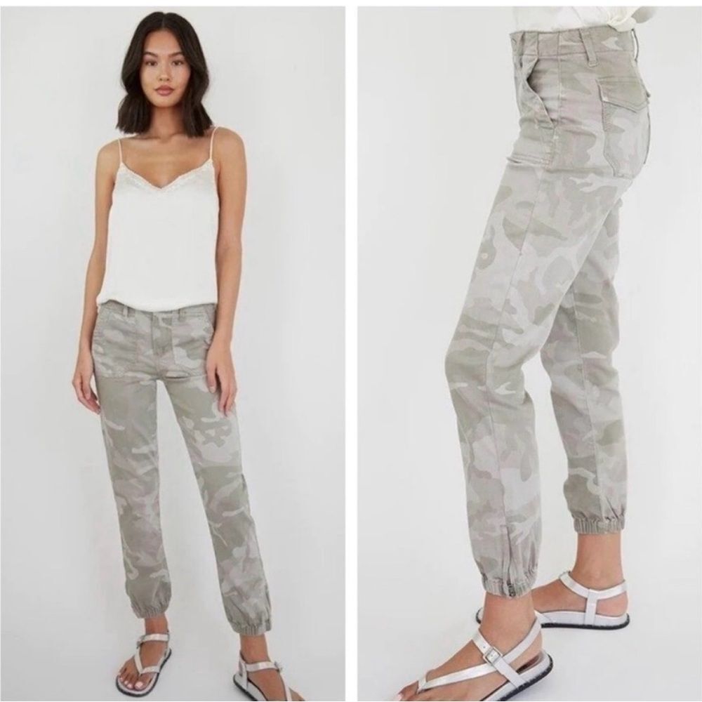 PAIGE Camo Jean Joggers Size 26 Utility Ankle Zip Pants Neutral Camouflage